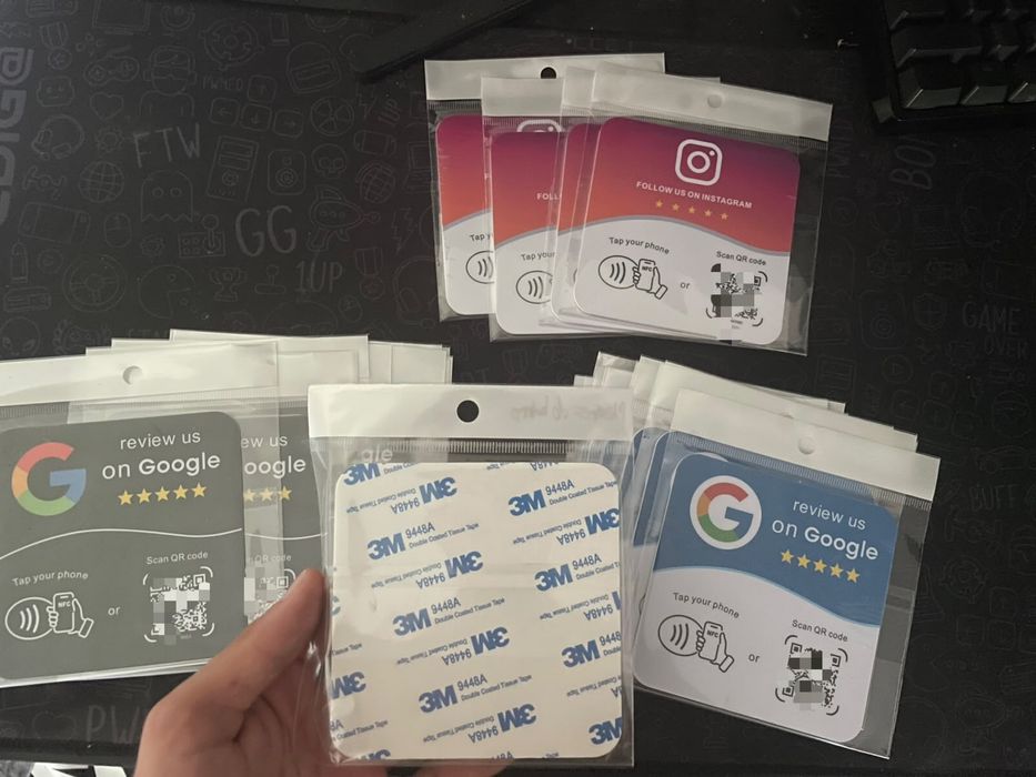 Cartões NFC + QR Code para Avaliações Google e Instagram – Novos