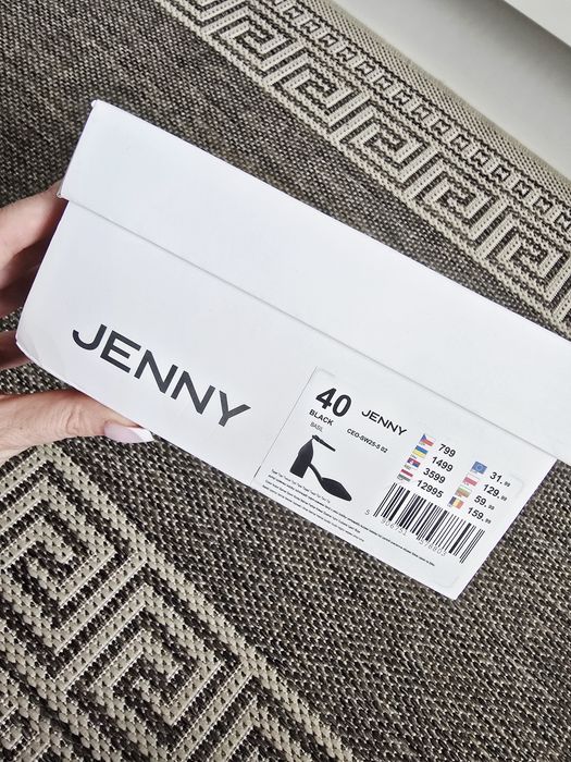 Czarne brokatowe czółenka na słupku Jenny 40