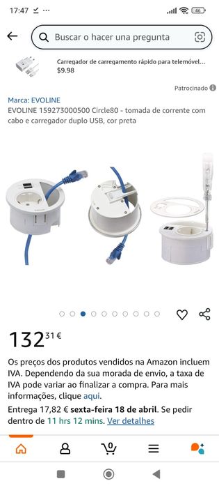 Tomada Evoline Circle 80 com USB e type-C