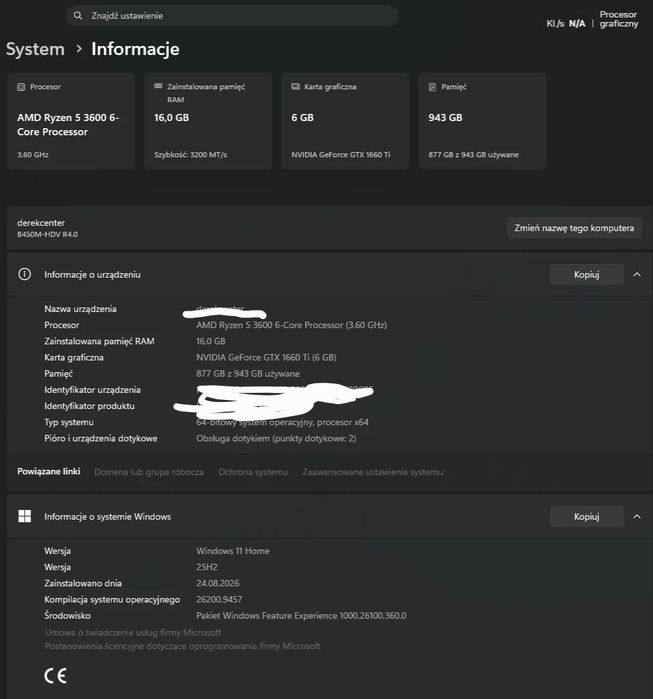Komputer Gamingowy Ryzen 5 3600 | GTX 1660 Ti | 16GB RAM | SSD  HDD