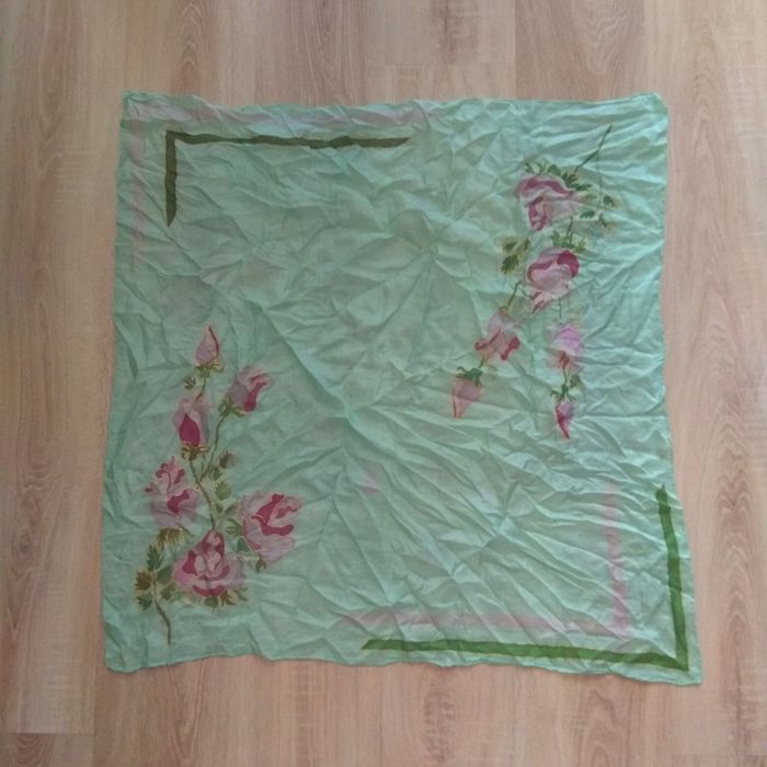 Vintage Ręcznie malowana chusta apaszka