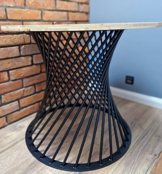 Stolik kawowy metal drewno oryginalny hand-made twist