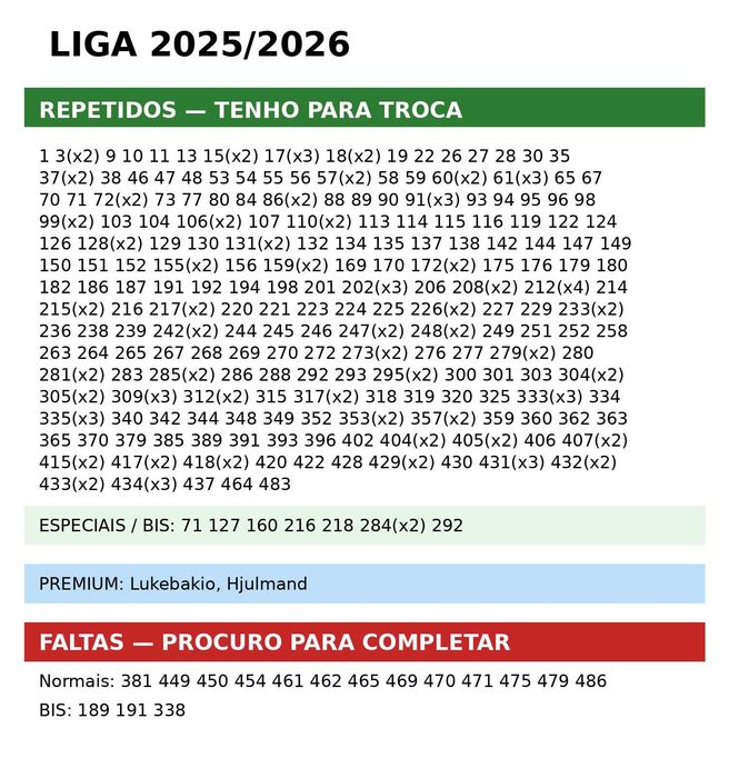 Cromos Futebol Panini Liga Portuguesa 2024/2025 e 2025/2026 e Mundial 2026