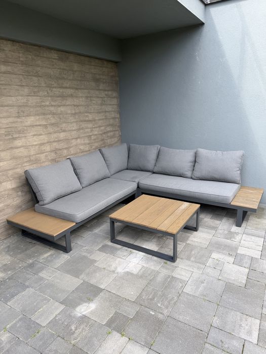 Meble ogrodowe aluminiowe komplet tarasowy narożnik sofa