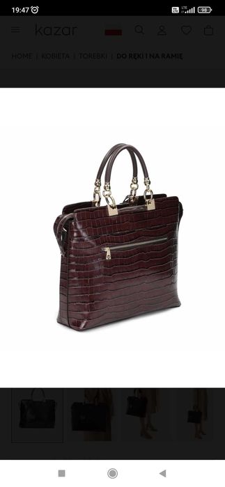 Torebka damska Kazar brązowa skórzana