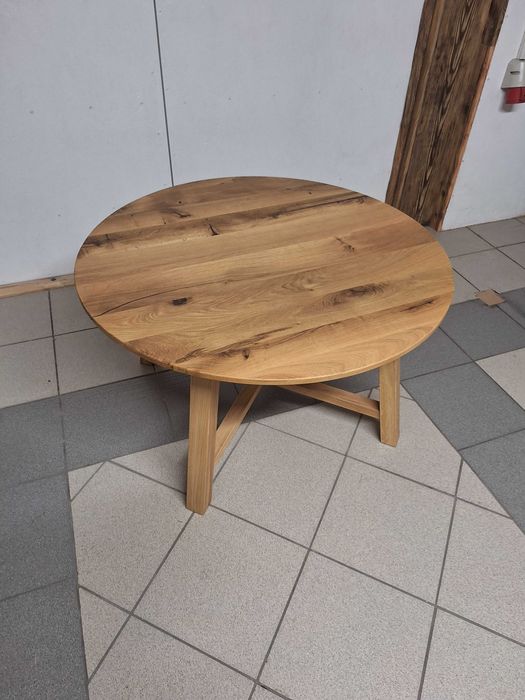 Stolik kawowy dębowy  fi 90cm  ( na magazynie)