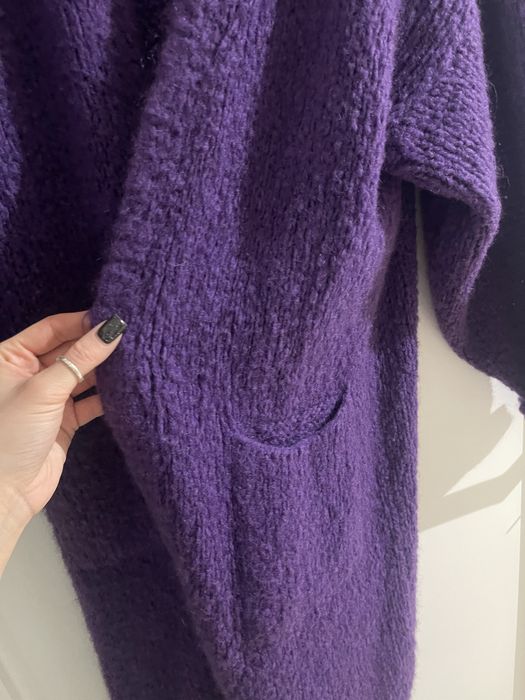 Sweter kardigan fiolet fioletowy moher wełna nowy z metką CXL
