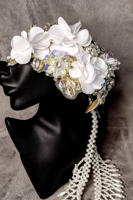 Opaska,wianek,ozdoba na głowę, glamour, ślub, bal