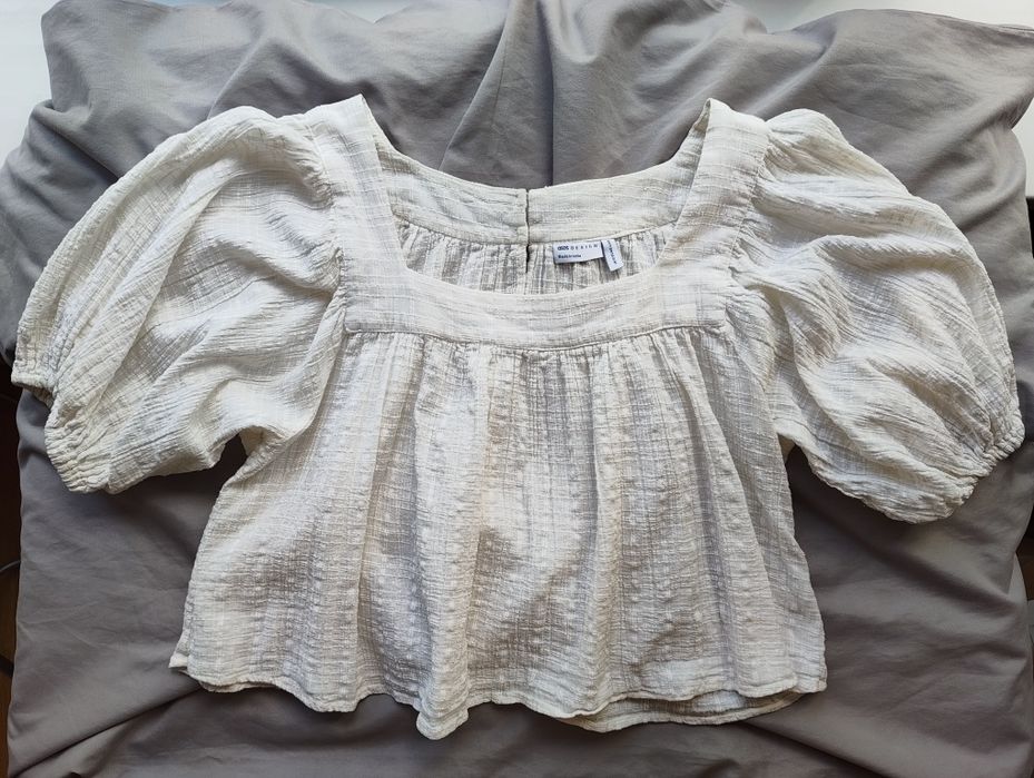 Муслінова літня блузка ASOS DESIGN з об'ємними рукавами буфами, 100% бавовна, розмір M-L (UK 12)