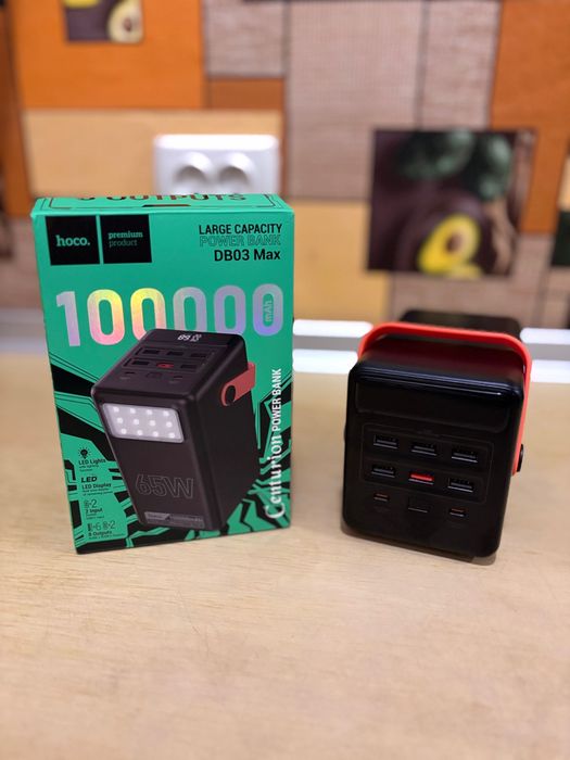 Останній Повербанк Hoco DB03 Max 65W 100000 mAh потужний павербанк для роутера ноута