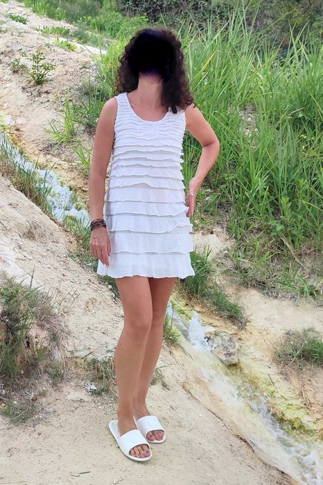 Sukienka letnia biała falbanki It hippie S/M.