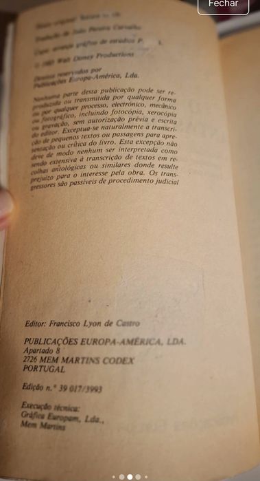 "O Mundo Fantástico de Oz" (1985), Coleção Livros de Bolso Disney, Europa