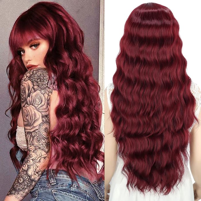 Peruca Cabelo Natural Extensões Longa 71 Cm!!! Franja ruiva vermelha