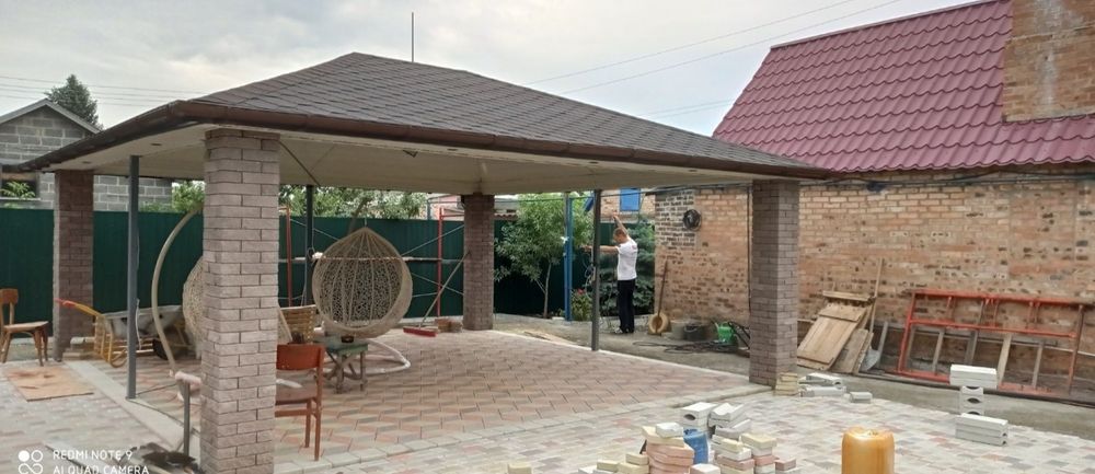 Металоконструкция дом,сад,беседка,забор,ворота,двери,окна,фасад,крыша,