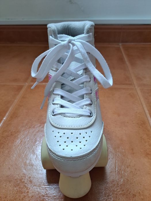 Patins de 4 Rodas QUAD 100 Criança Branco Holográfico - OXELO
