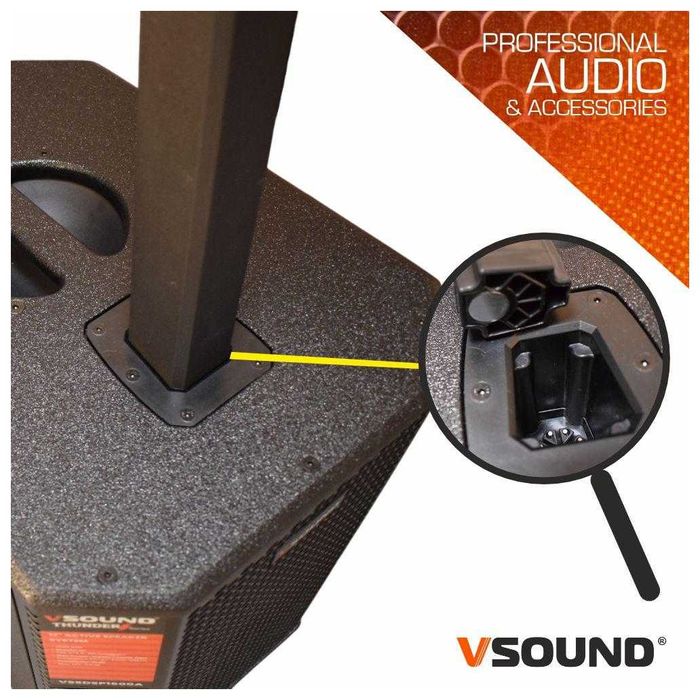 Sistema de Som Amp. 2xSUB Bass-Reflex+Top Line-Array 16xal 3200W DSP