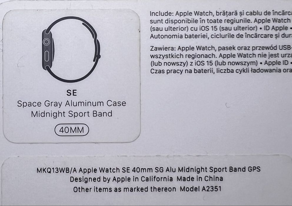 Apple watch SE Space gray Aluminium Case