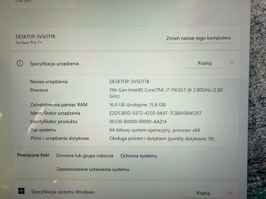 Microsoft Surface Pro 7+ wraz z klawiaturą