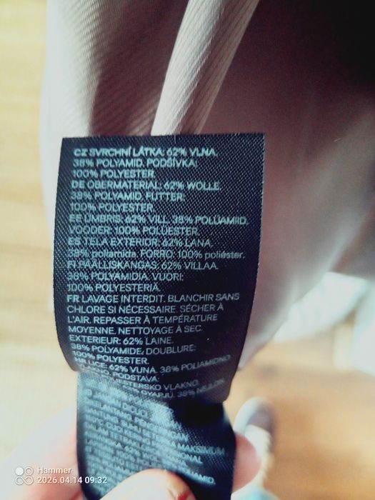 Płaszcz H&M z wełna z kieszeniami
