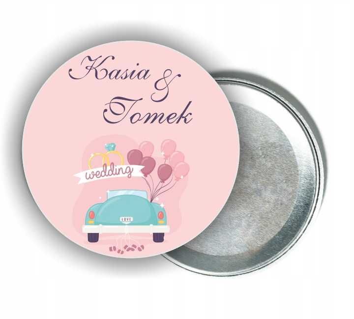 Magnes button dla gości ŚLUB WESELE personalizowany upominek 100 sztuk