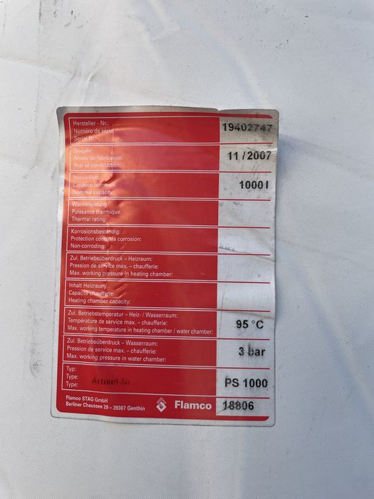 Zbiornik buforowy Flamco PS 1000 l – 1000 litrów