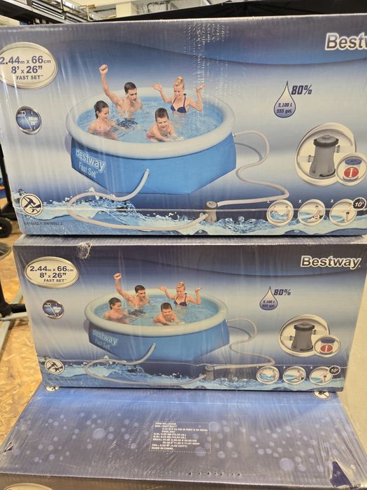 Piscinas novas em caixas 244x66cm para entregas