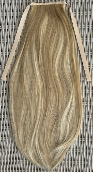 Premium Ultra blond pasemka / refleksy włosy doczepiane, kucyk, 136.