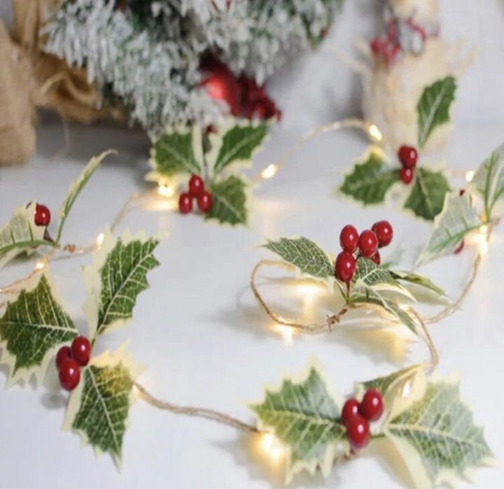 Декор новорічна гірлянда на батарейках різдвяна квітка на гирлянда