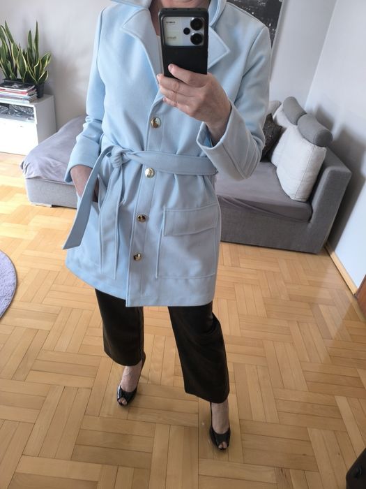 Płaszcze elegancki super gatunek grubszy bawełna  Polski  M/L blue