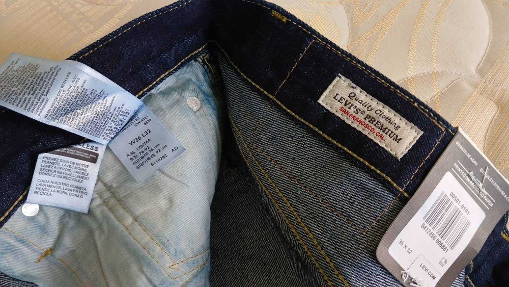 Мужские джинсы Levi's 501 Original — Новые — 100% Хлопок — W36 L32