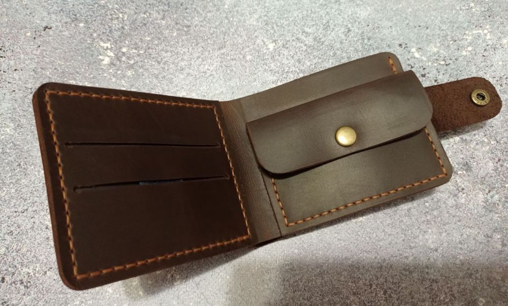 Стильний компактний шкіряний гаманець портмоне ручної роботи кошелек