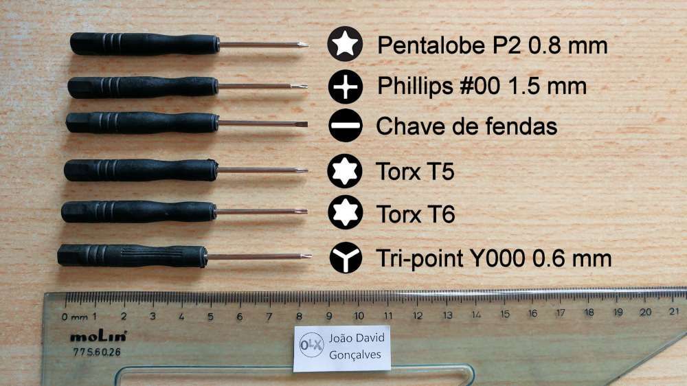 Kit chave ferramentas de abertura e reparação telemóvel ou tablet