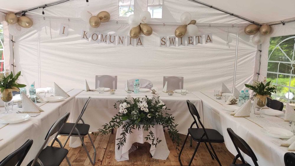 Wynajem namiotów cateringowych - stoły, krzesła, ławki, obrusy!