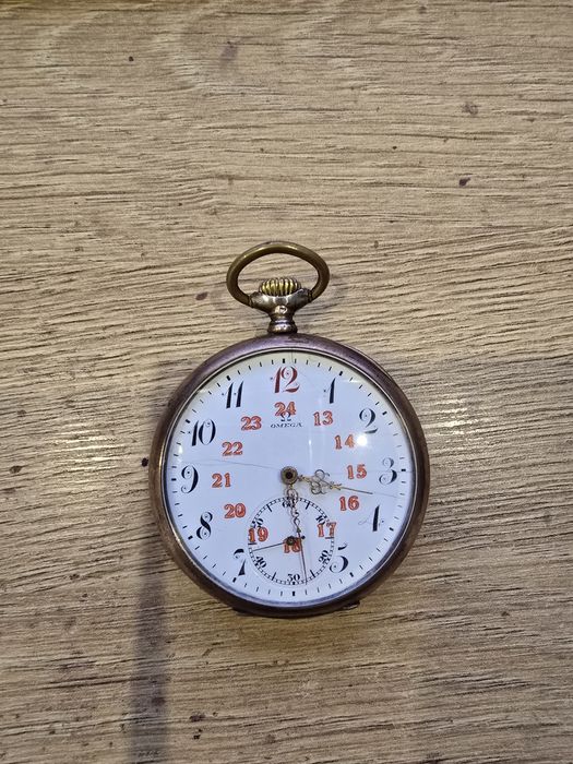 Omega kieszonkowa srebro 24h