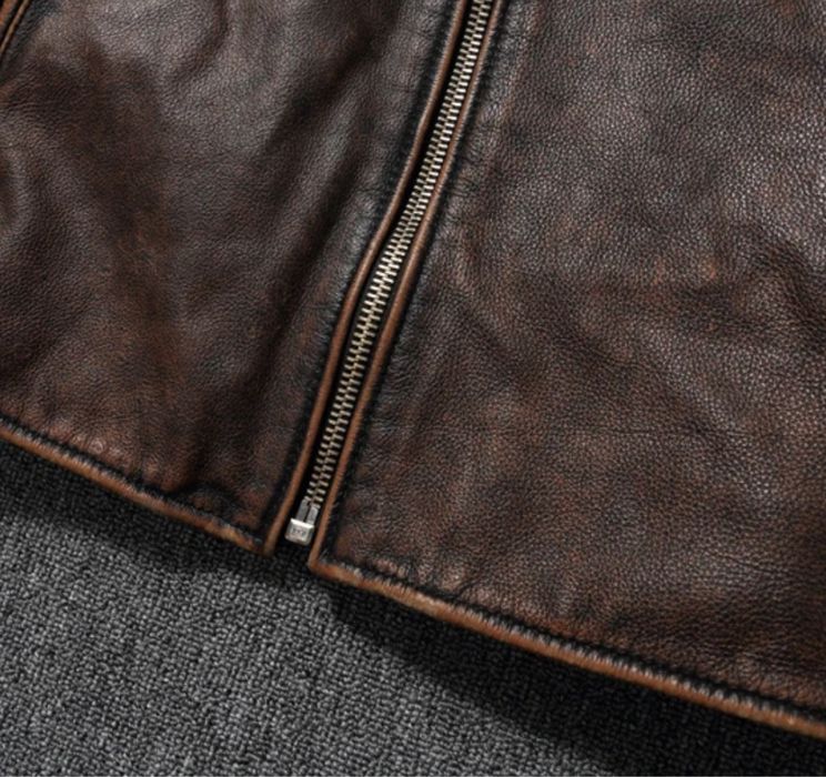 Męska skórzana ramoneska bikerka kurtka vintage sportowa