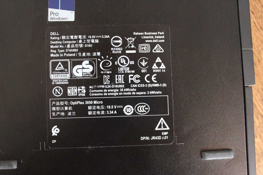 Dell optiplex 3050 micro I3-6100T 3.2GHz/16GB DDR4/1TB(512SSD+500HDD)