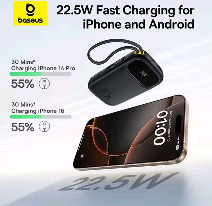 Павербанк УМБ Baseus EnerFill FC31 Qpow3 Dual-Cable 20000mAh 22.5W с т