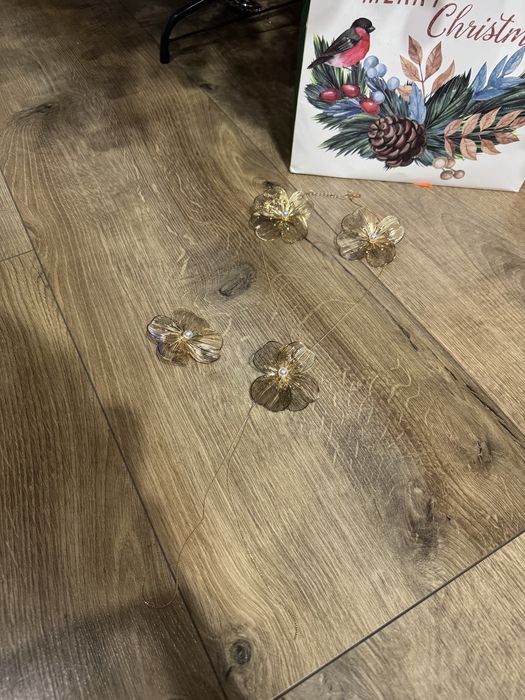 Золотое кольцо серьги цепочка с цветком Francelli с жемчугом