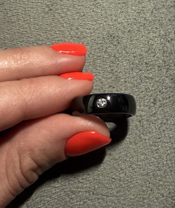 Черное Кольцо с камнем из керамики,колечко,кільце,каблучка  керамічна