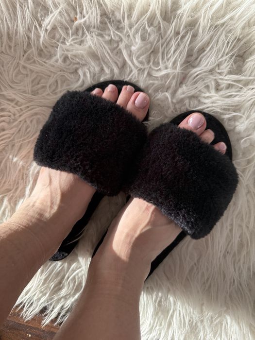 Klapki damskie włochate futerko