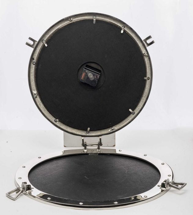 Zegar okrętowy bulaj srebrny 46 cm styl Hampton