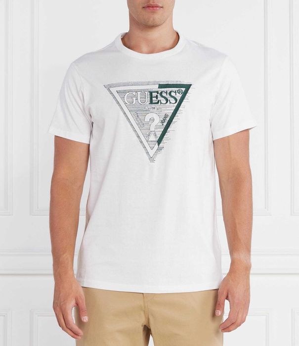 T-shirt męski Guess Regular Fit - duże logo, rozmiar L