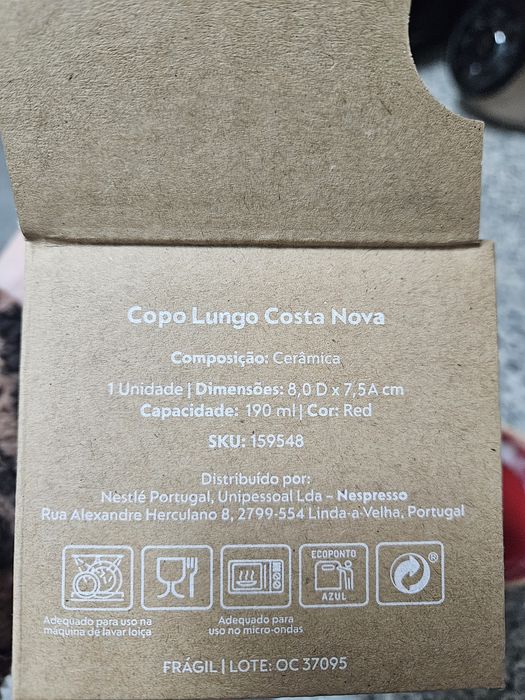 Chavena lungo nespresso Costa Nova