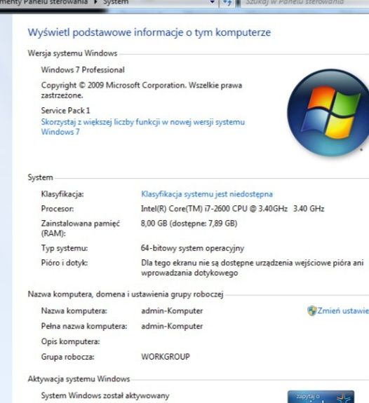 Komputer HP i7/8GB/HDD 500GB WIN7