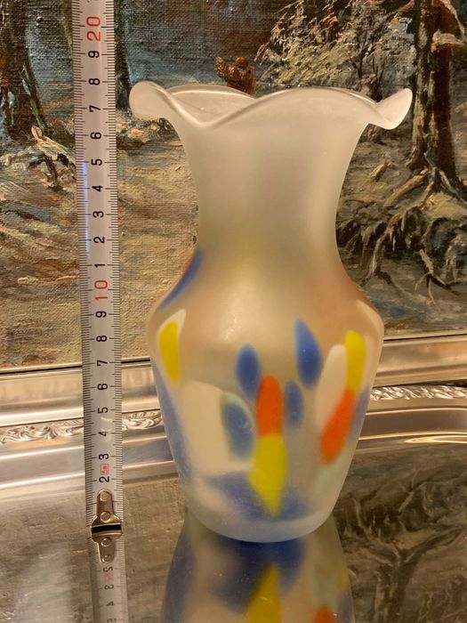 ваза стеклянная цветное стекло кобальт Германия