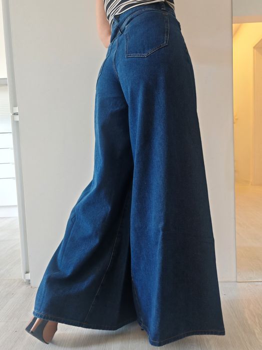NOWE S 36 2w1 Spódnico Spodnie Baggy Jeansy szerokie Dzwony Szwedy