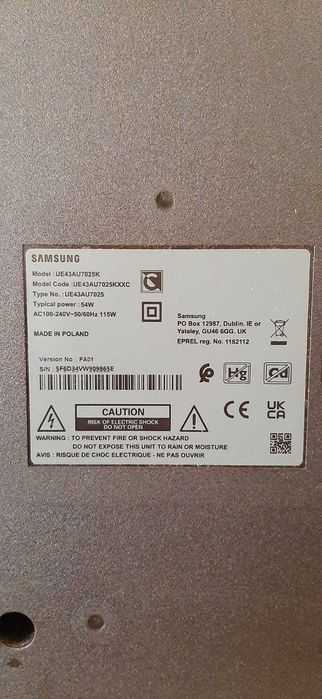 Samsung Smart TV 43" 4K UE43AU7025  (Excelente Estado)