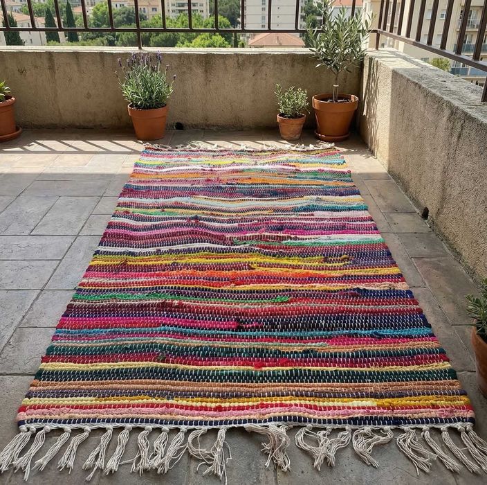 Dywan Dywanik Mata Boho 150x80cm Duży Ręcznie Tkany Bawełniany Chodnik