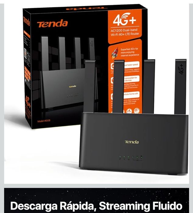 Tenda 4G08 - Router 4G+ cartão Sim, WiFi de Banda Dupla AC1200 CAT6