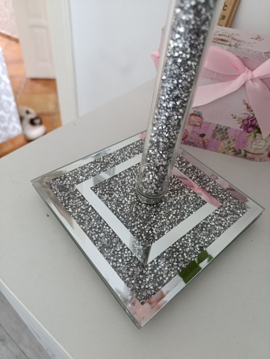 Stojak na papier srebrny lustrzany z kryształkami Glamour błyszczący